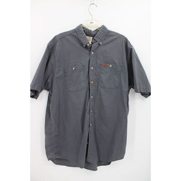 Carhartt Button Down Work Shirt XL Gray Pockets SS-S18 PTL - Picture 1 of 9